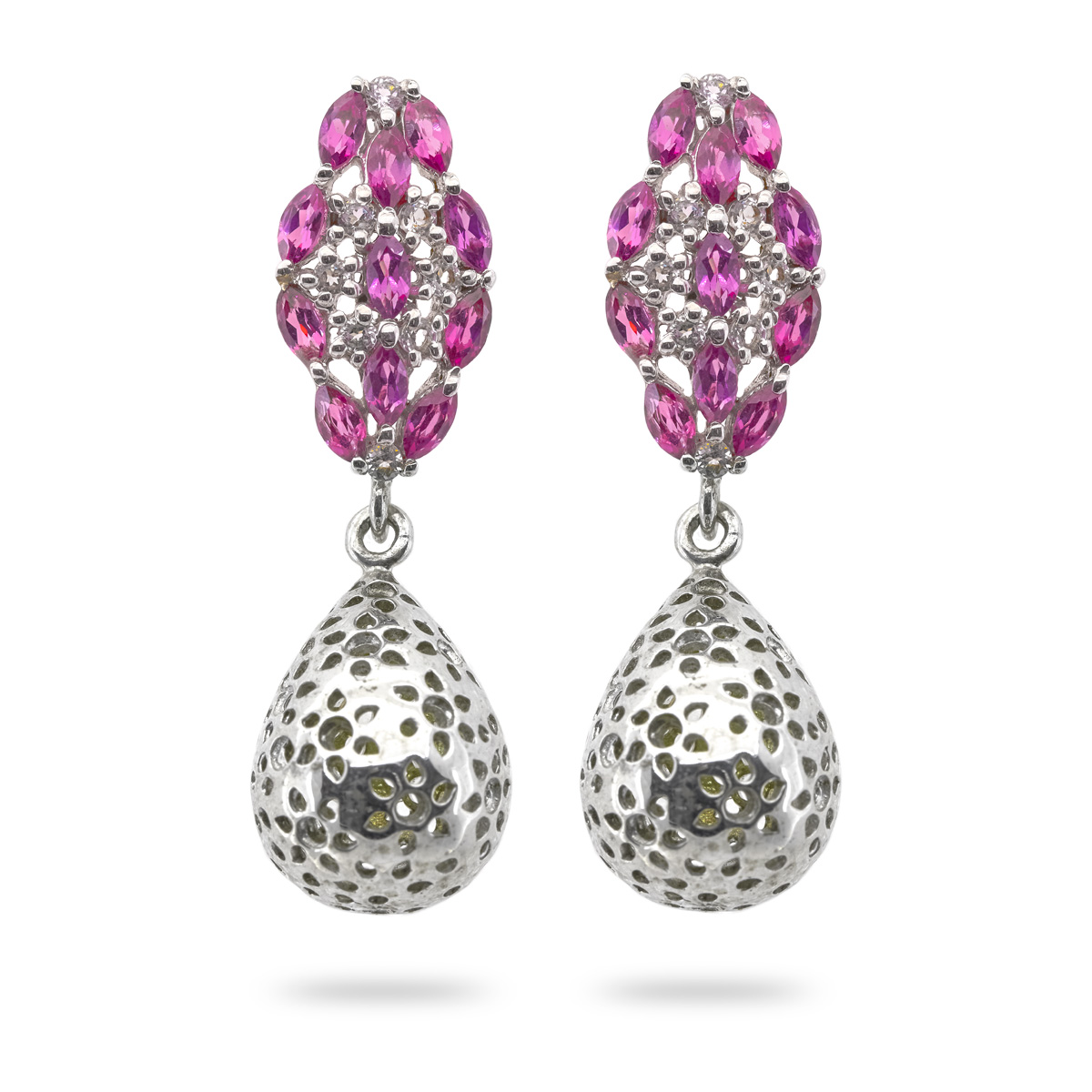 Boucles d'oreilles rhodolite, topaze argent Jolty